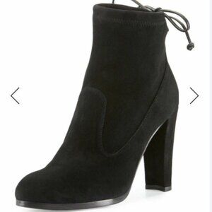 Stuart Weitzman Catch Suede Leather Ankle Tie Bootie
